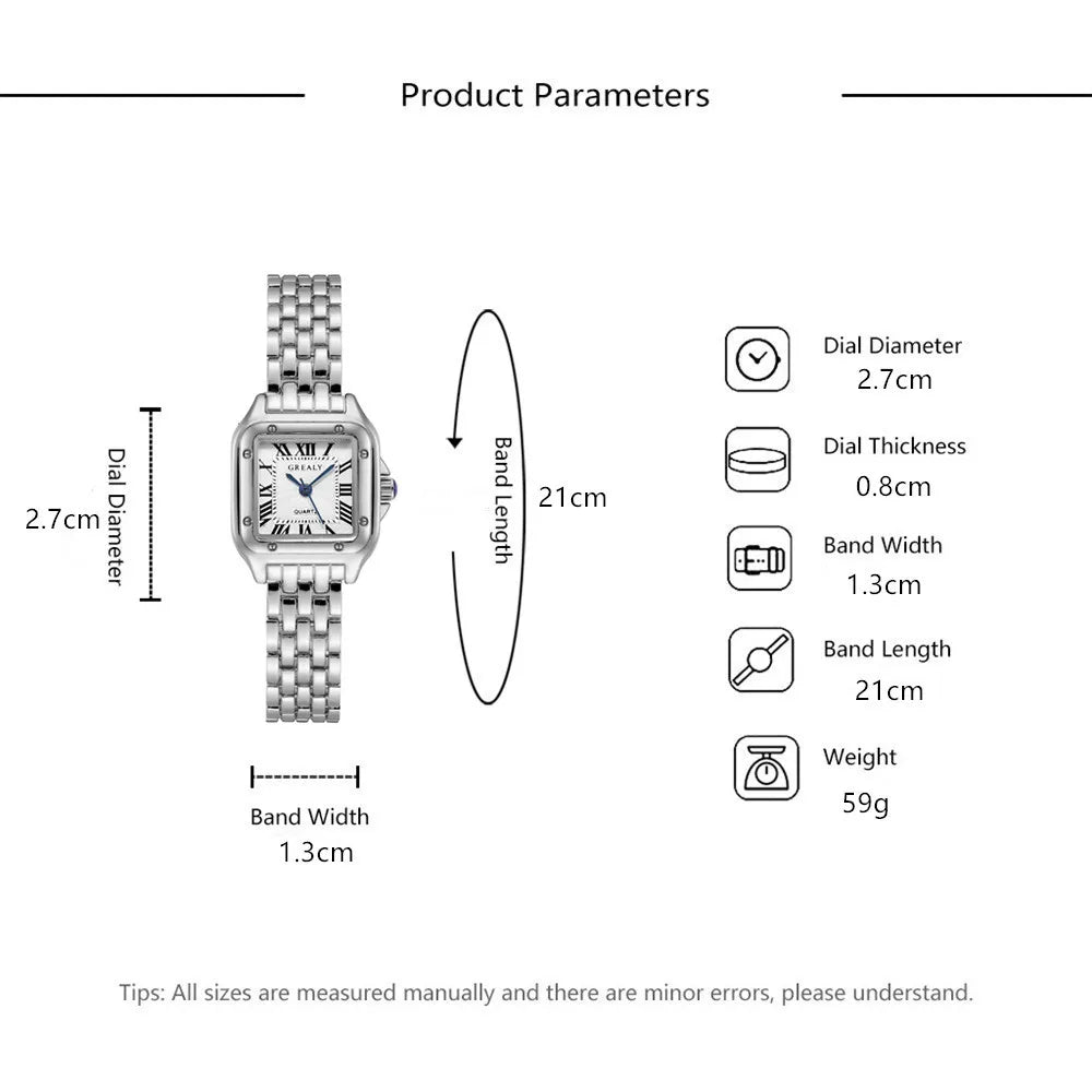 Montre Carrée Femme en Alliage d'Or - Élégance et Précision